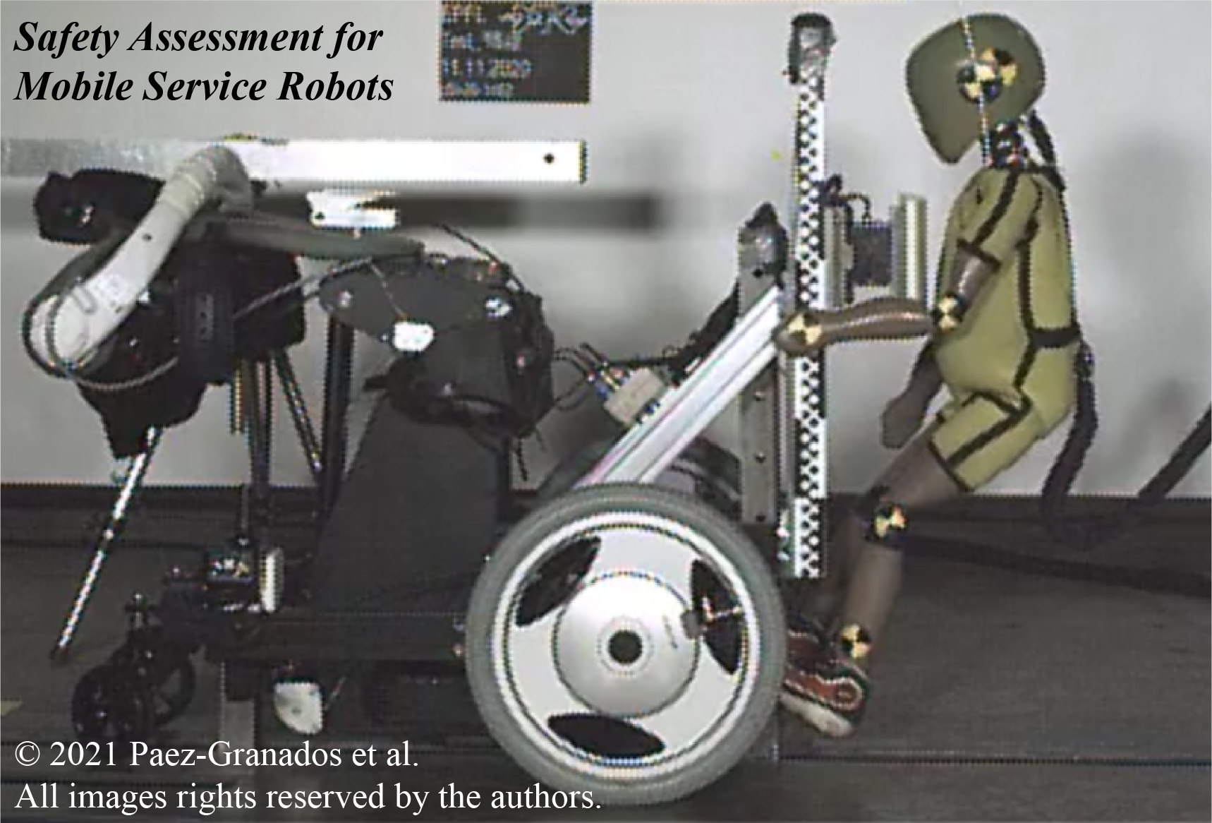Mobile Service Robots Crash Testing with Pedestrians Safety Assessment